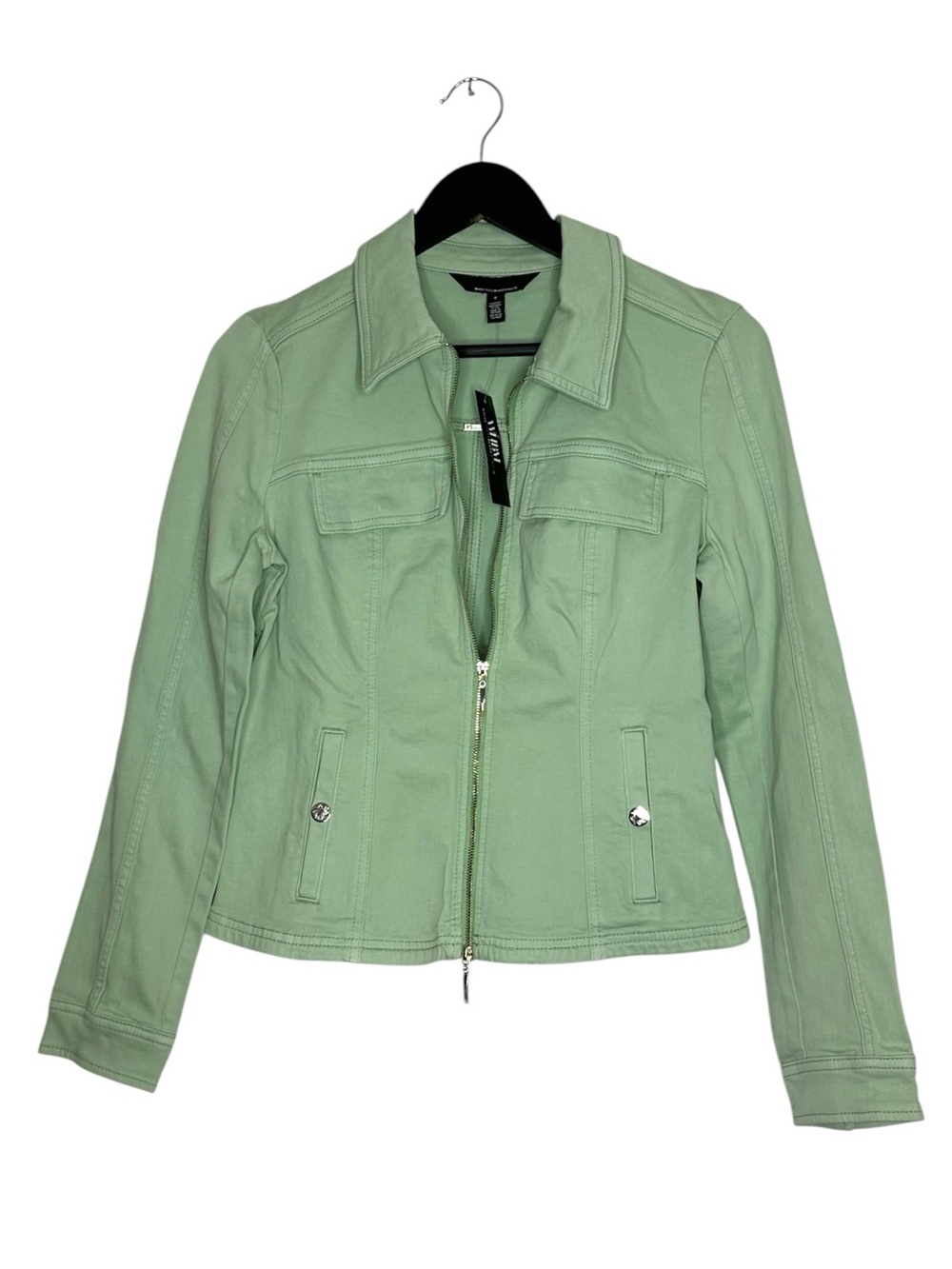 NWT White House Black Market Sage Mint Green Zip Front Jacket Small Minimalist